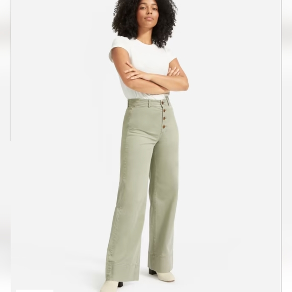 Everlane Pants - Everlane The Lightweight Button-Fly Wide-Leg Chino